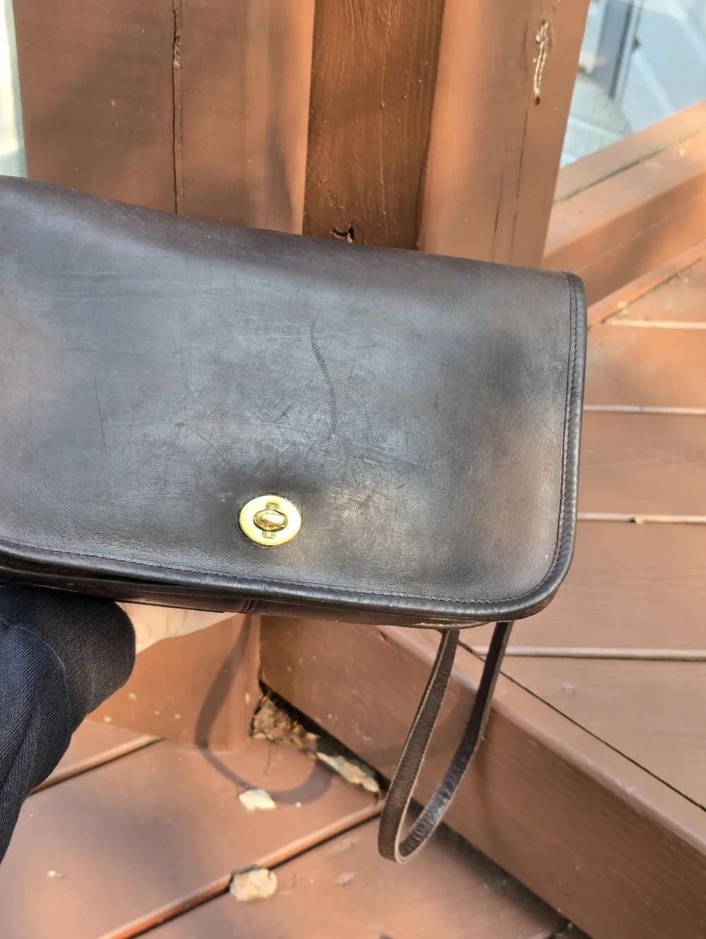 VINTAGE COACH Penny Pocket Purse Dark Mahogany Crossbody